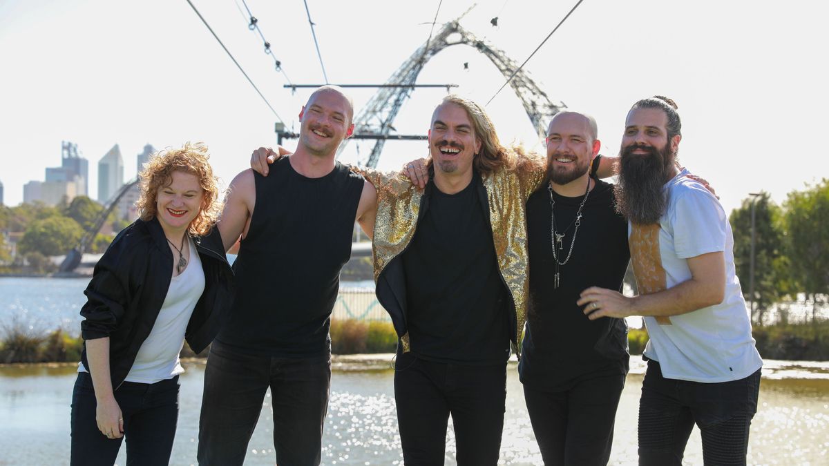 The bandmates from Voyager, the Australian Eurovision 2023 entry, side by side.