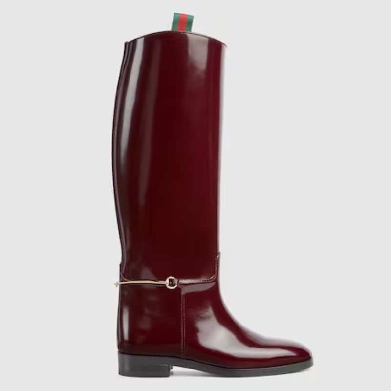 burgundy knee high boots from Gucci