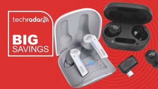 Earbuds deals image featuring the JBL Quantum TWS Air earbuds and ASUS ROG Cetra True Wireless earbuds.