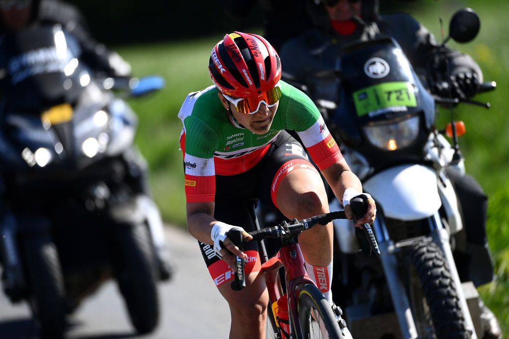 ROUBAIX FRANCE APRIL 16 Elisa Longo Borghini of Italy and Team Trek Segafredo attacks in the breakaway during the 2nd ParisRoubaix 2022 Womens Elite a 1247km one day race from Denain to Roubaix ParisRoubaixFemmes ParisRoubaix on April 16 2022 in Roubaix France Photo by Tim de WaeleGetty Images