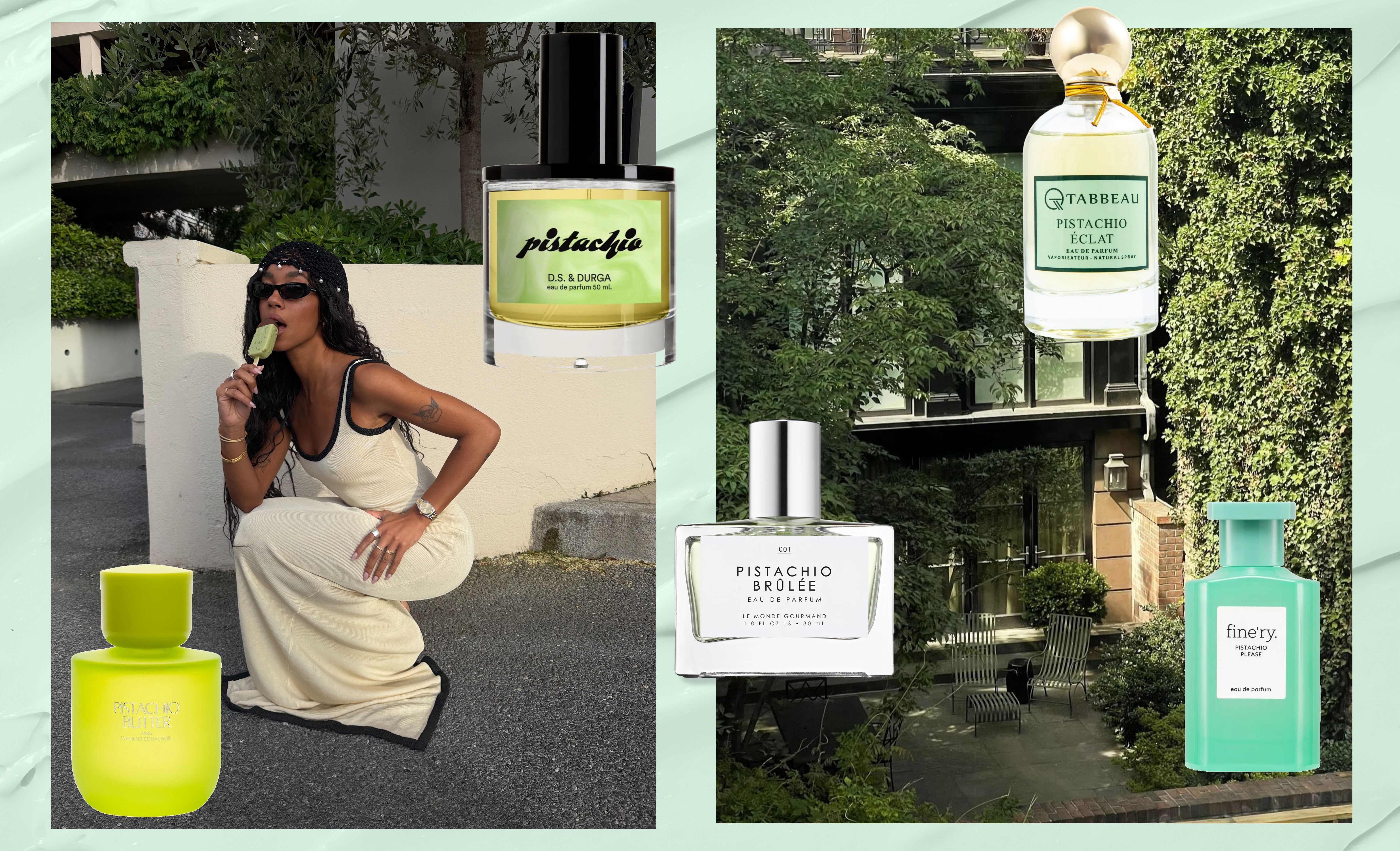 Pistachio perfume collage