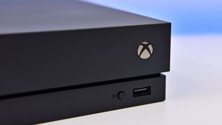 The black Xbox One X power button