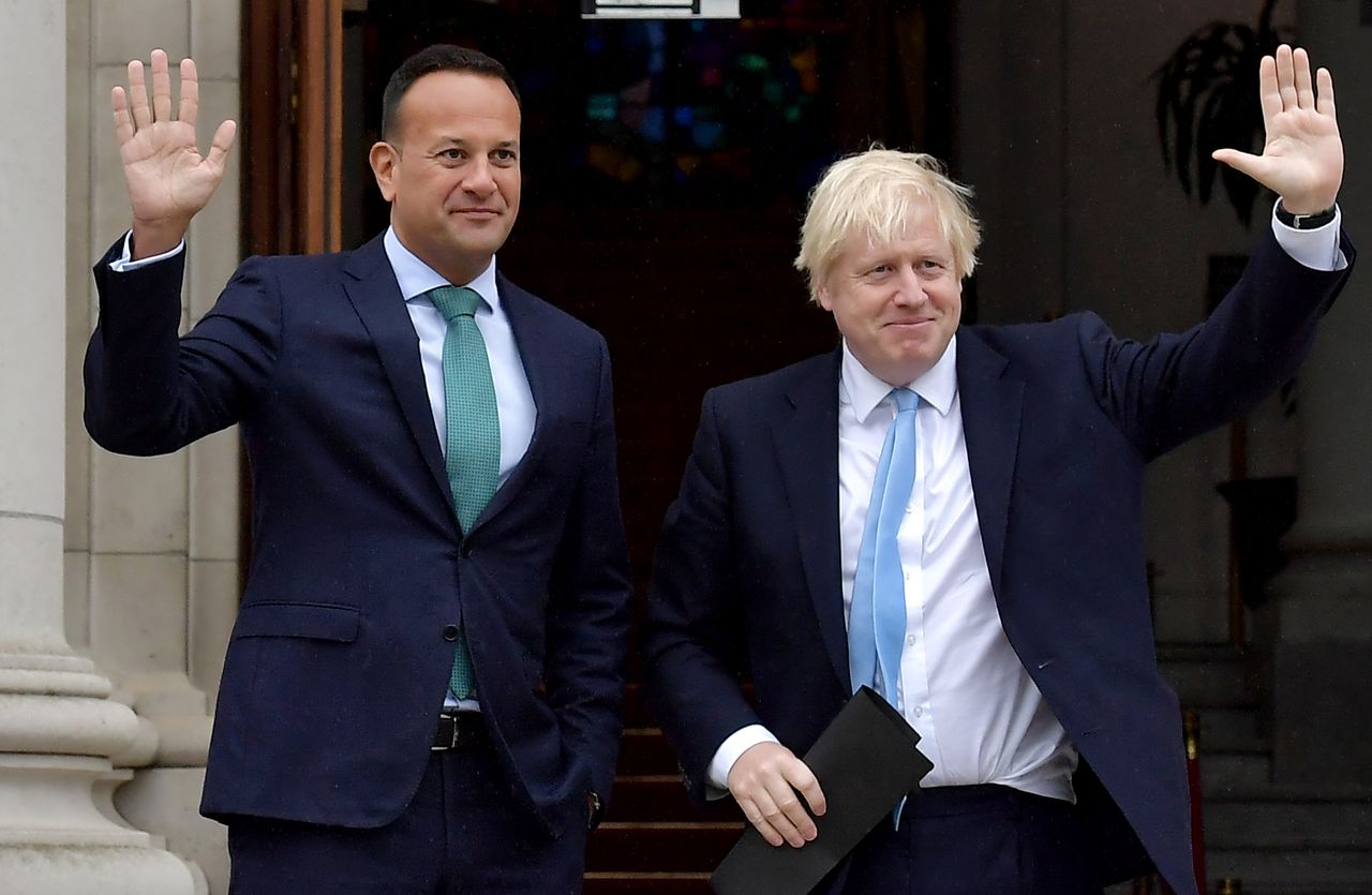 Leo Varadka and Boris Johnson.