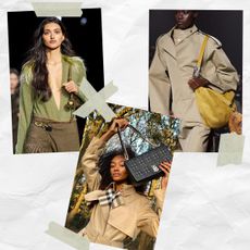 a collage of women wearing some of the best Burberry bags