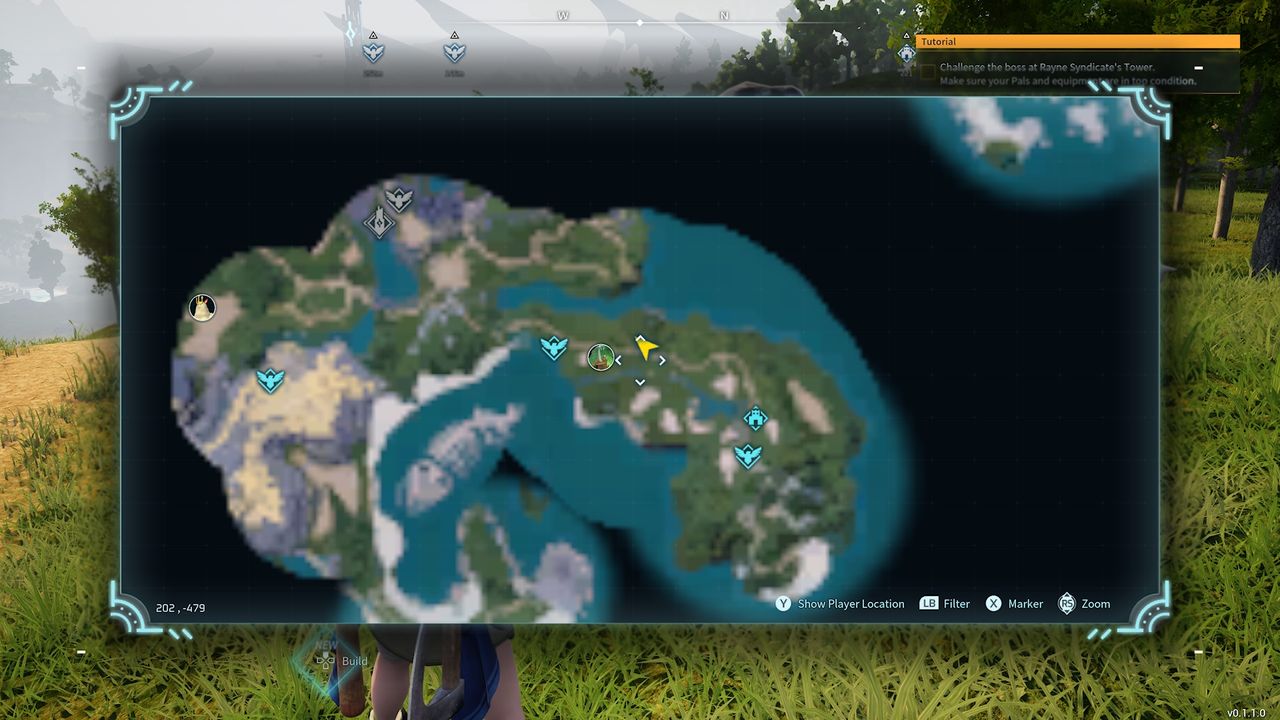 Ore locations shown on the Palworld starting map