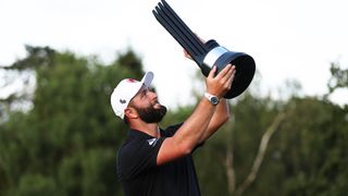 Jon Rahm with the LIV Golf United Kingdom trophy