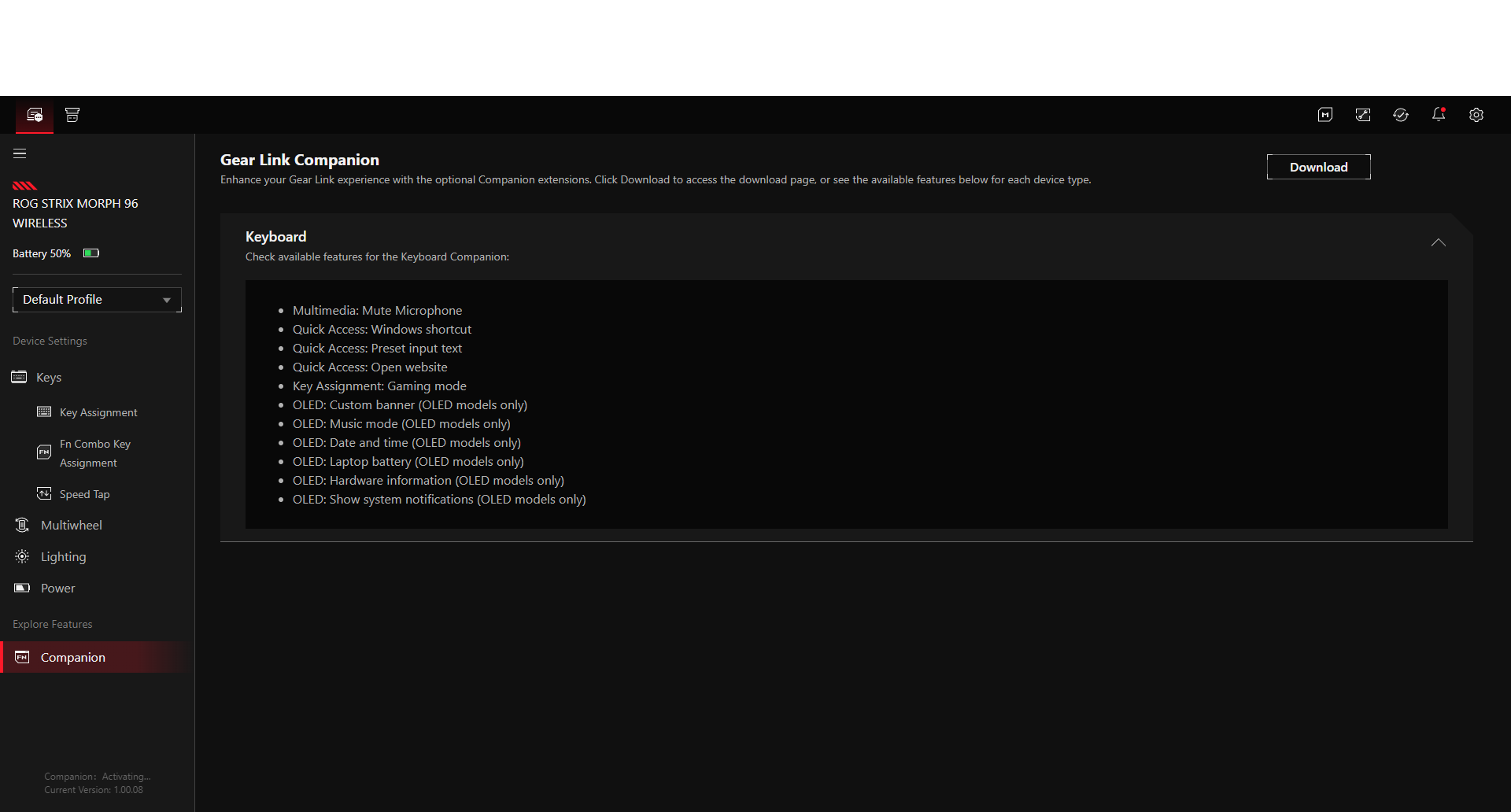Asus ROG Strix Morph 96 Wireless