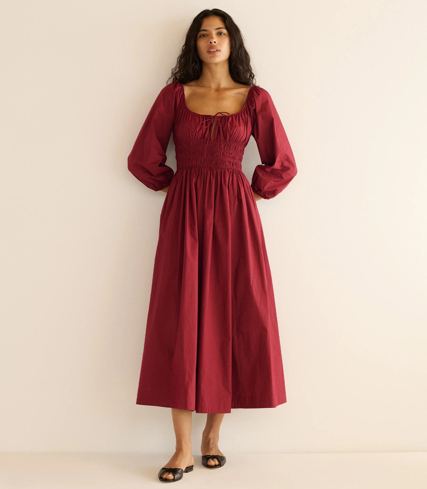 DOEN, Quintessa Dress -- Deep Crimson