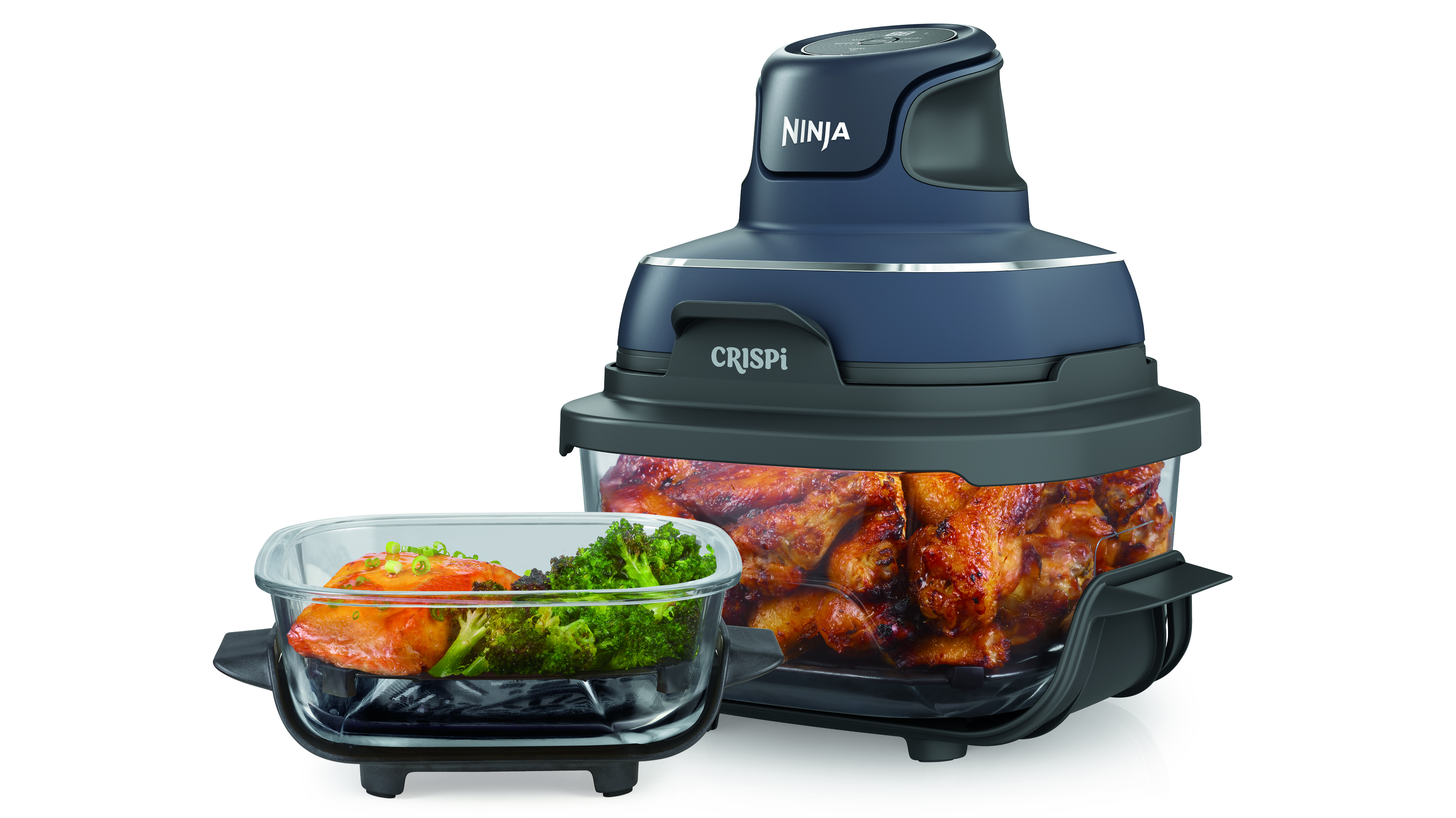 Ninja Crispi air fryer with chicken and vegetables