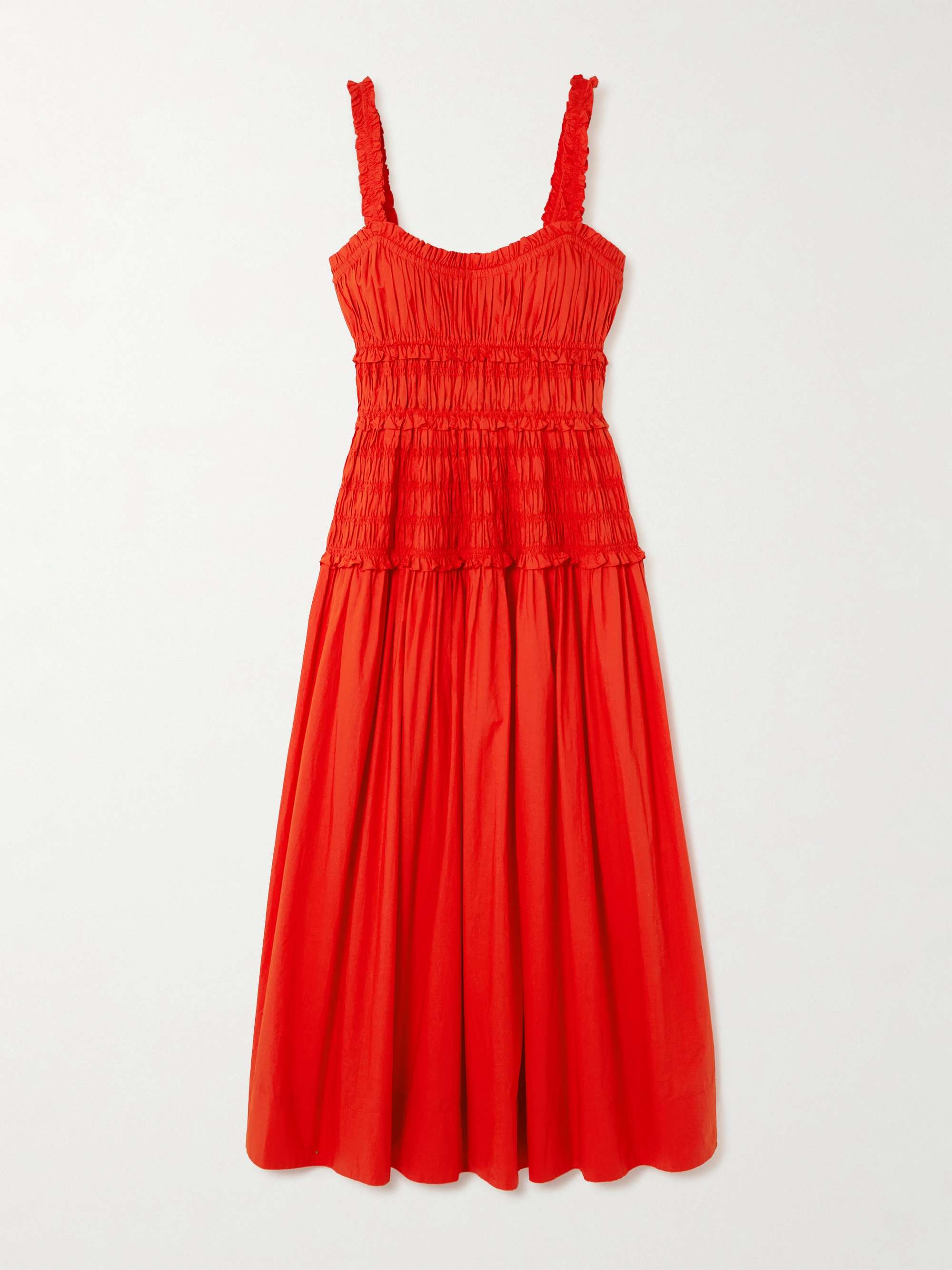 Marianne Shirred Cotton-Poplin Midi Dress