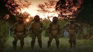 The ninja turtles at dawn in Teenage Mutant Ninja Turltes