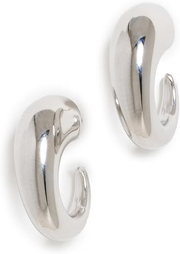 ADINA EDEN, By Adina Eden Women's Solid Bubble Elongated Hoop Earrings, Silver, One Size