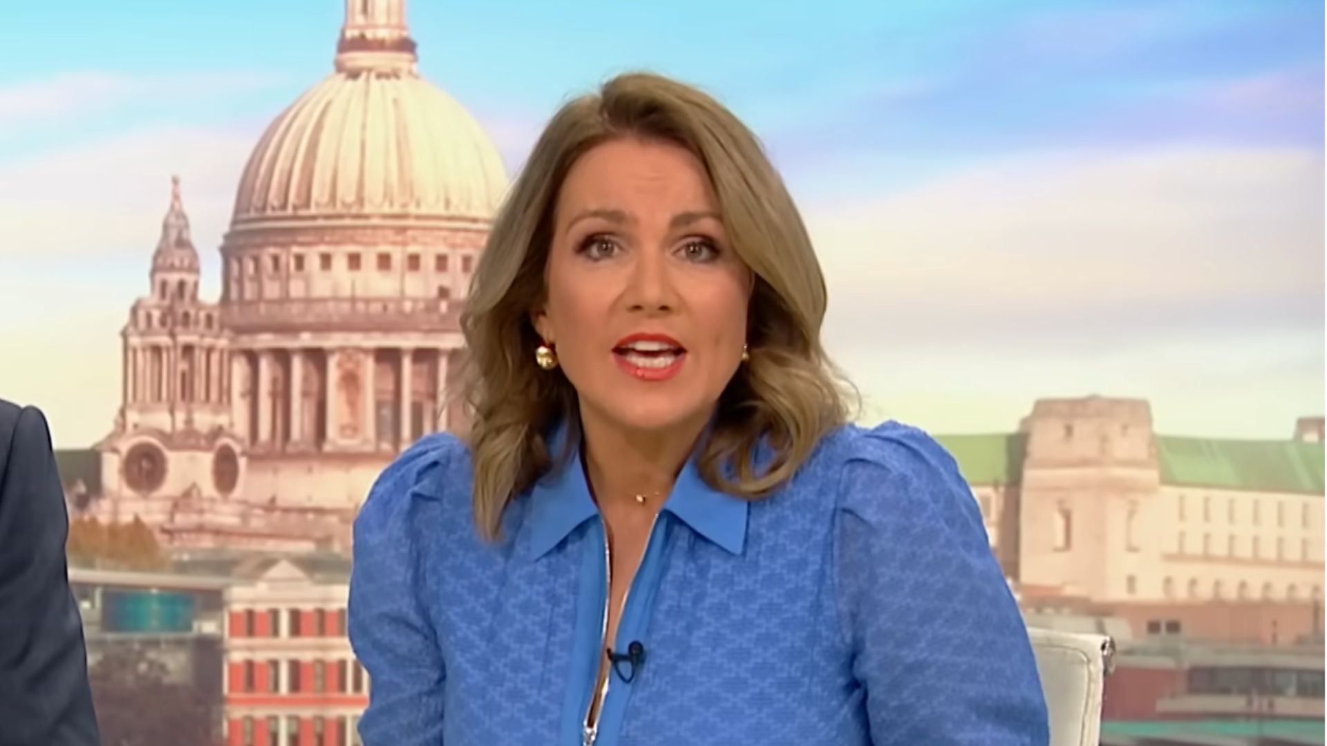 Susanna Reid's flattering cornflower blue dress is so on trend for right now, it's the spring-ready style you can wear all day