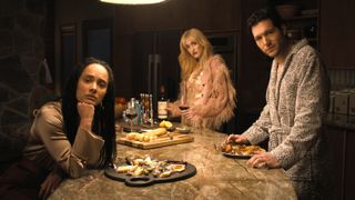 (L to R) Karla Crome as Nell, Gus Birney as Portia, Jeff Wilbusch as Jules in episode 101 of "Something Very Bad Is Going to Happen"