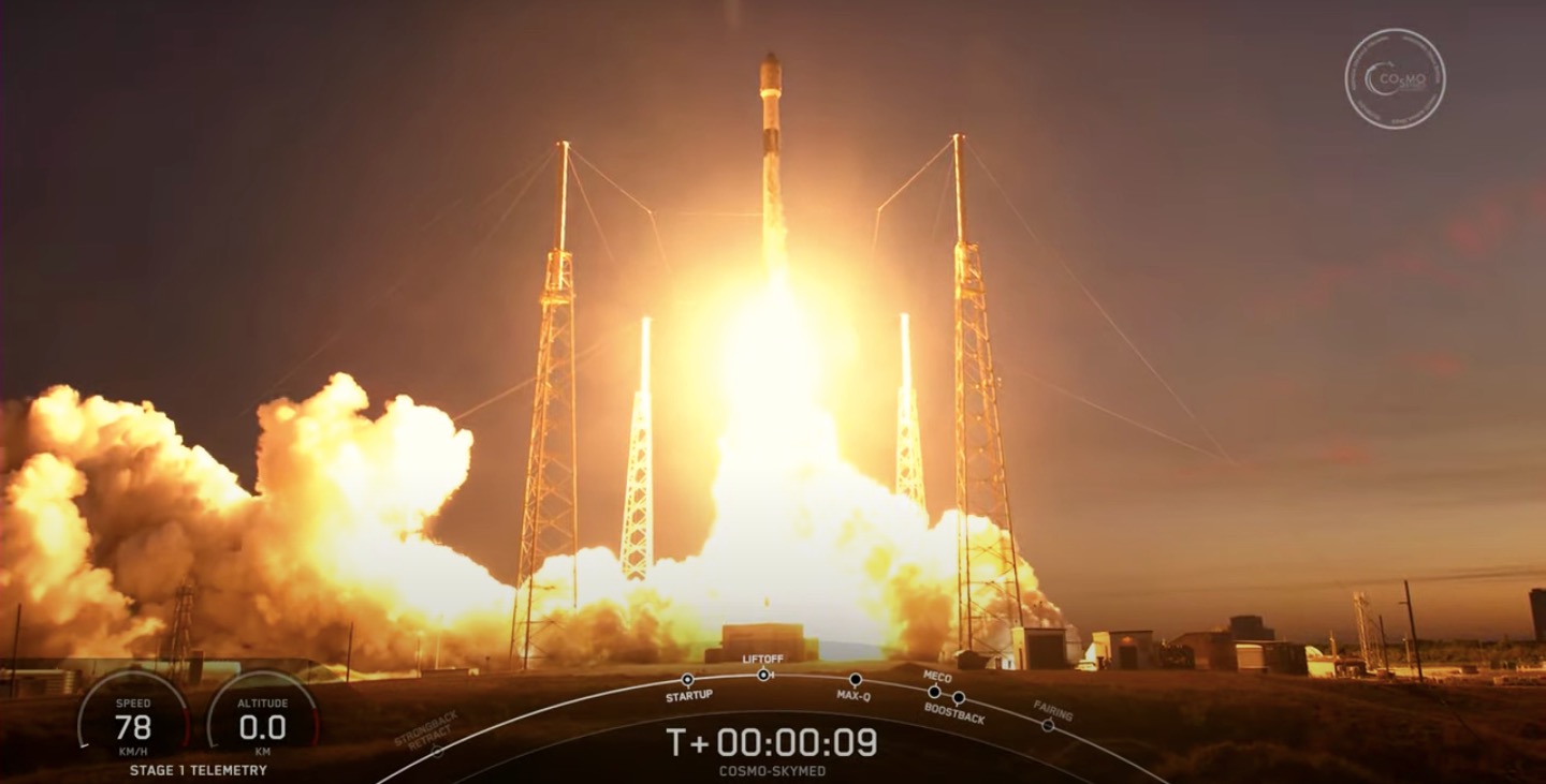 SpaceX launches Italian Earth-observation satellite, lands rocket