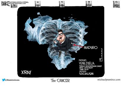 Political Cartoon World Maduro Venezuela cancer