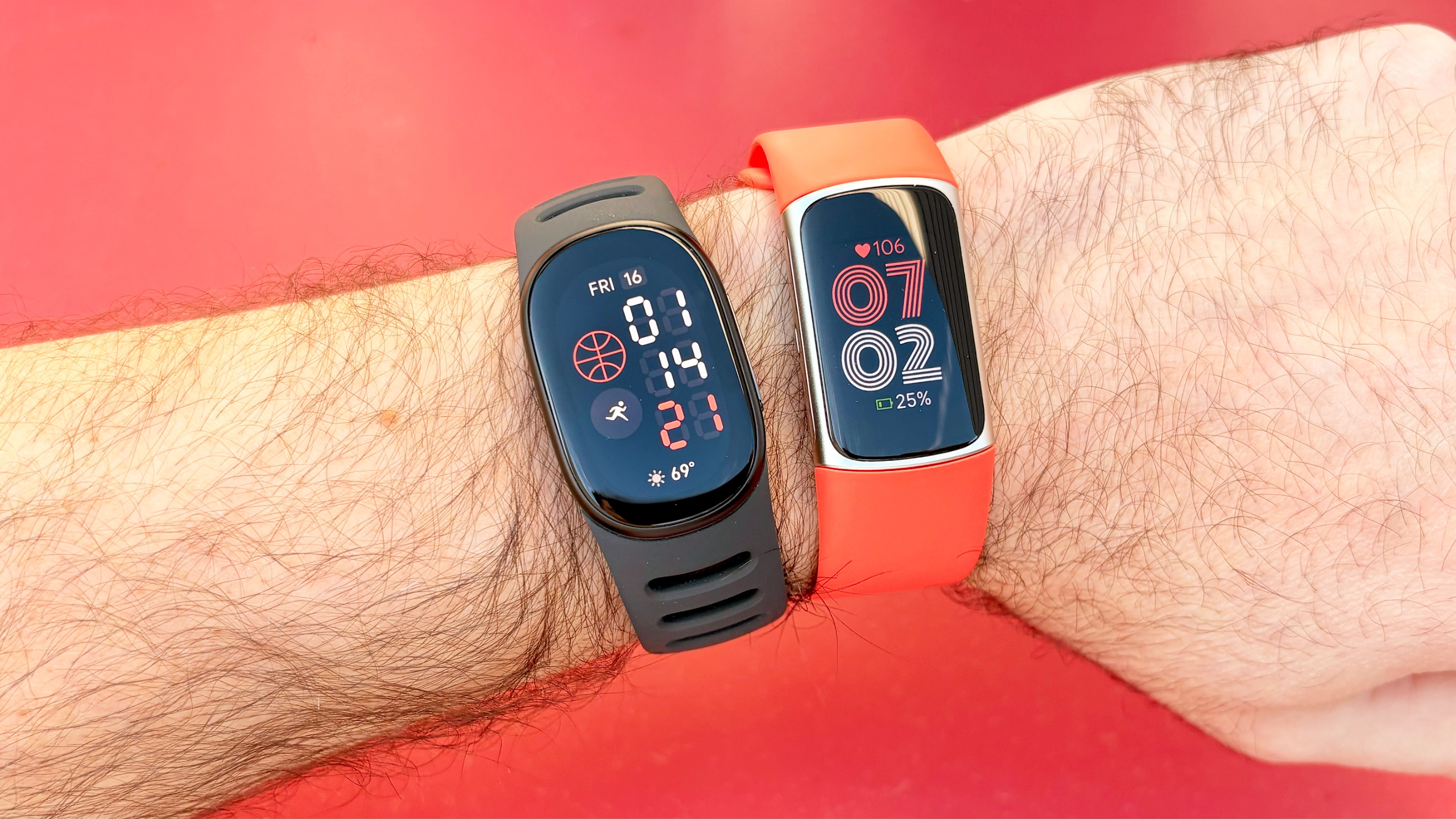 Close-up of the Google Fitbit Edge fitness tracker