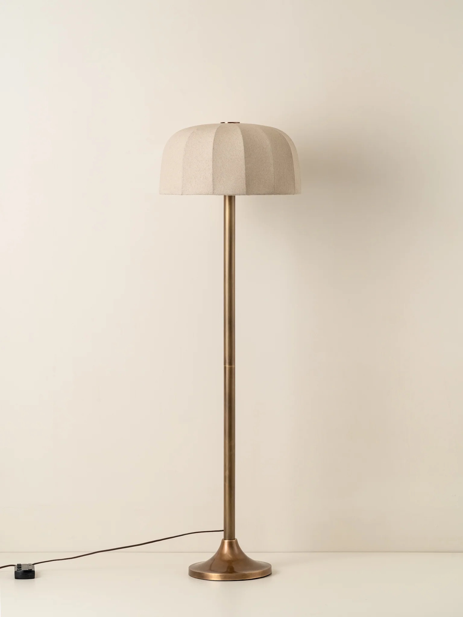 Ottino linen and aged brass floor lamp