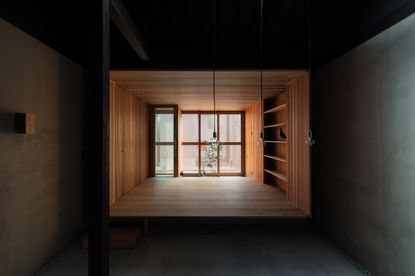 Timber box space inside Japanese house