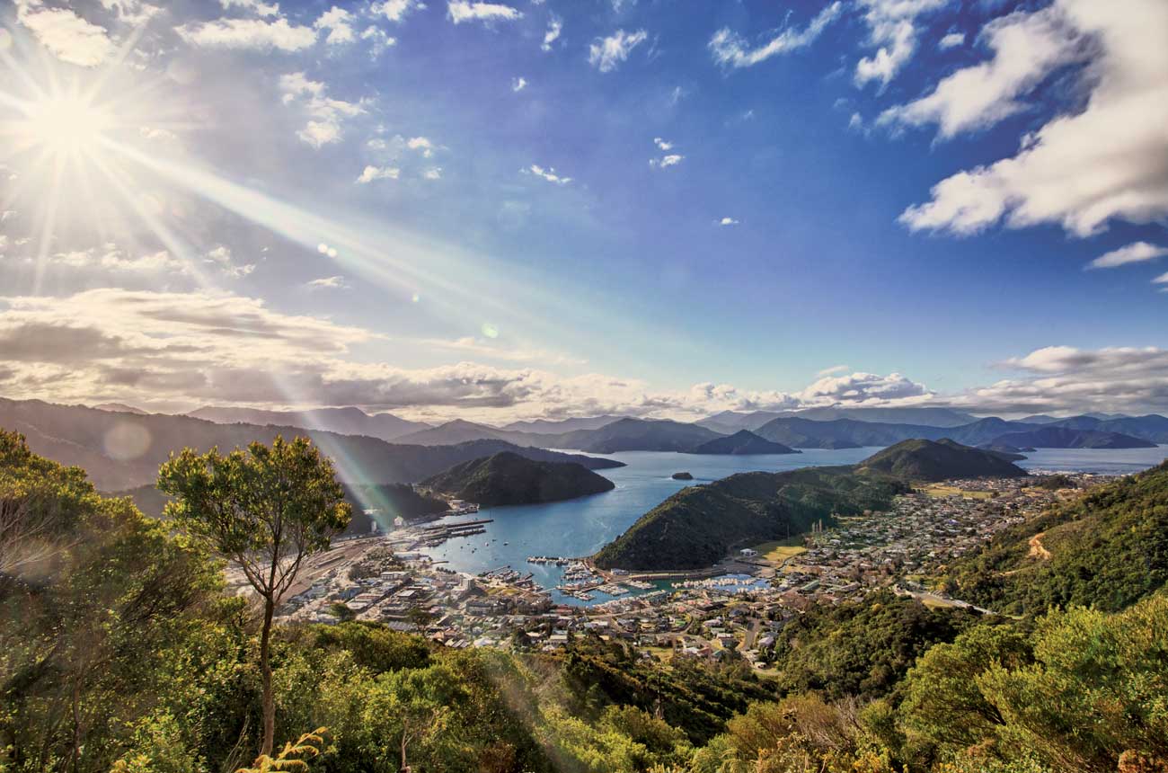 Picton town and its sheltered harbour for the Cook Strait ferry, Marlborough