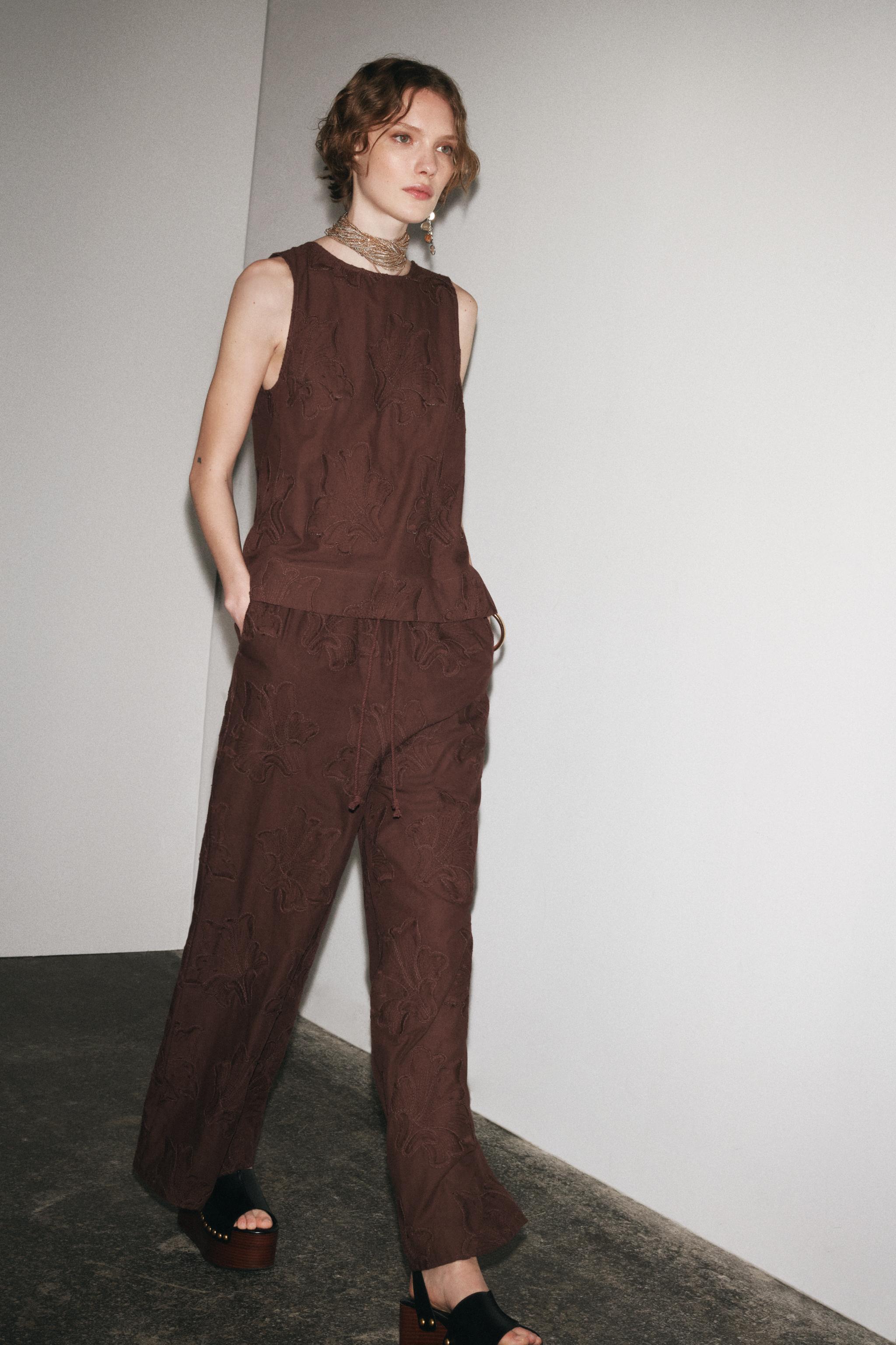 Zw Collection Embroidered Pyjama Trousers