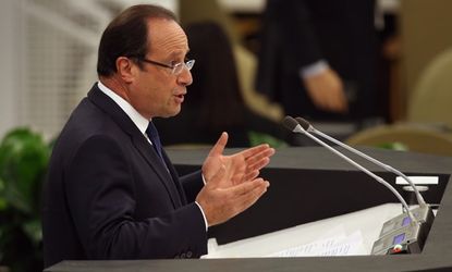 French President Francois Hollande addresses the U.N. General Assembly on September 24, 2013 in New York.