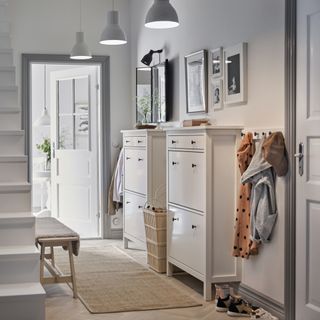 Hemnes shoe cabinet from Ikea used as a shoes storage idea