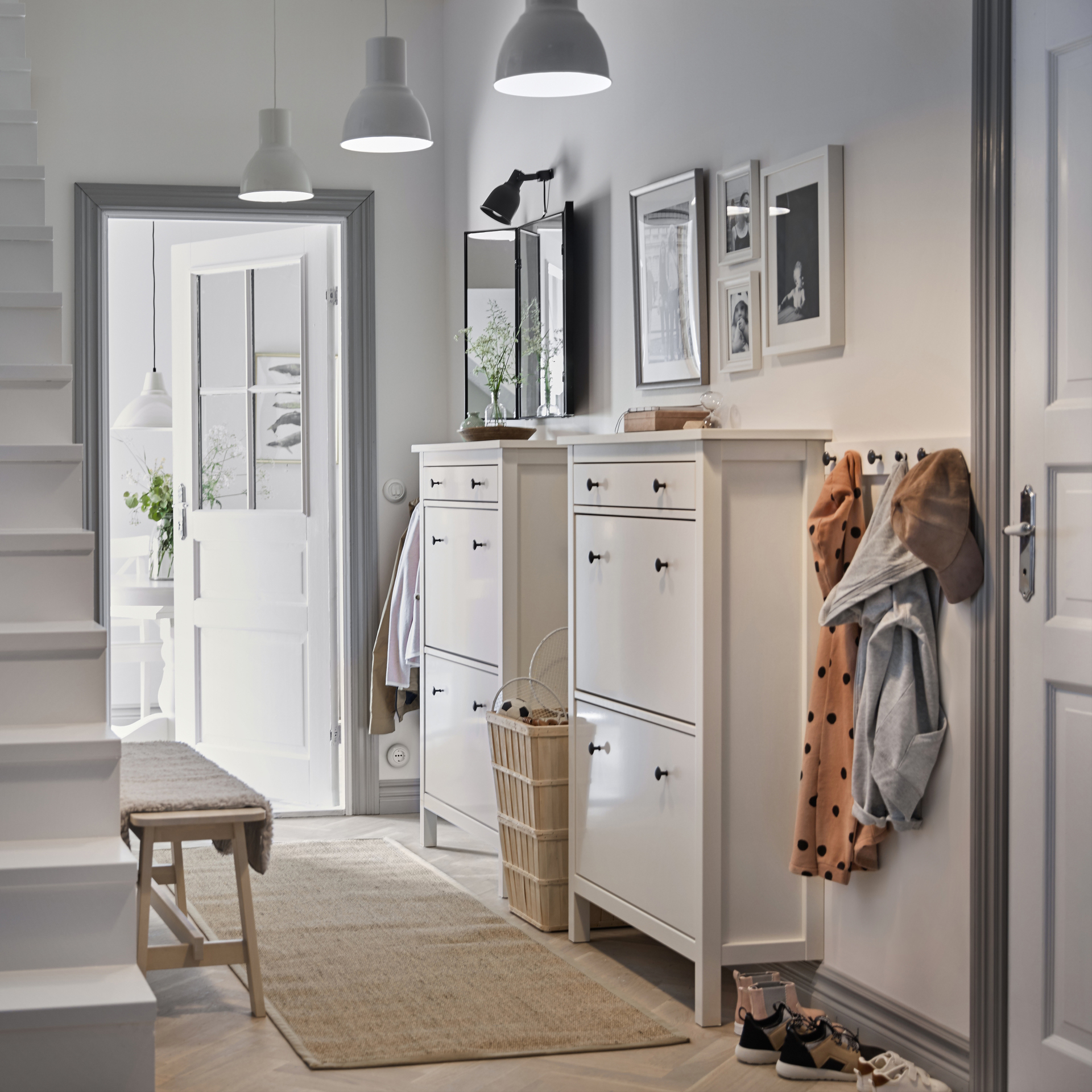 Hemnes shoe cabinet from Ikea used as a shoes storage idea