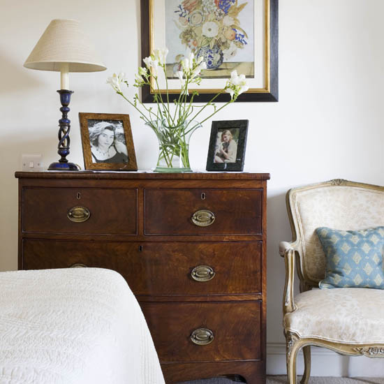 wooden table drawer with lamp