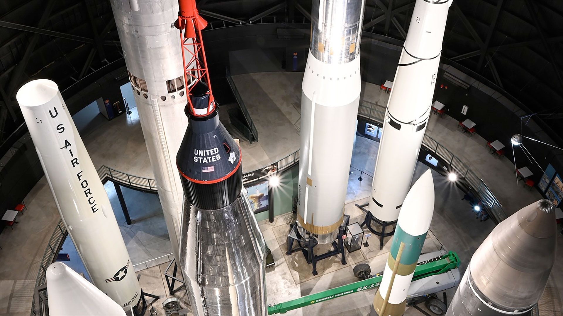 Restored Atlas rocket erected on display as Mercury astronaut's