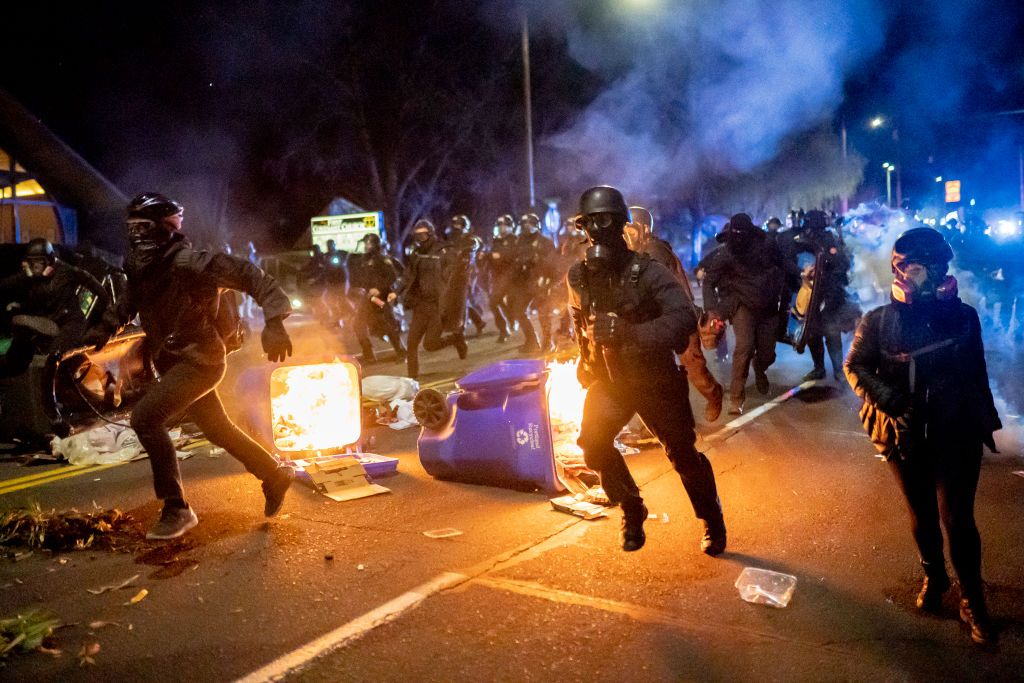 Violent protest in Portland.