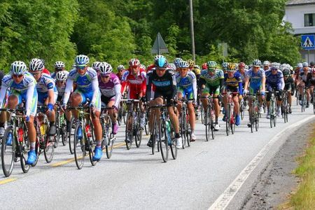 The peloton in action during the men's road race