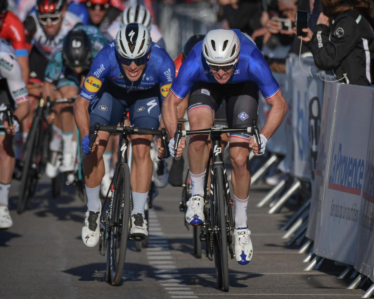 Tour de la Provence 2021 6th Edition 1st stage Aubagne SixFourslesPlages 1823 km 11022021 Davide Ballerini ITA Deceuninck QuickStep Arnaud Demare FRA Groupama FDJ photo William Cannarella CVBettiniPhoto2021