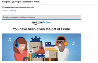 Amazon Prime gift screenshot