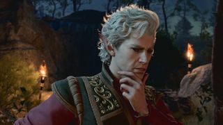 The best Steam games to play in 2024 - Astarion from Baldur&#039;s Gate 3 looking pensive with his hand on his chin