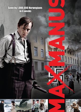 Beste norske filmer: Poster for Max Manus (2008). Aksel Hennie ser mot kamera.