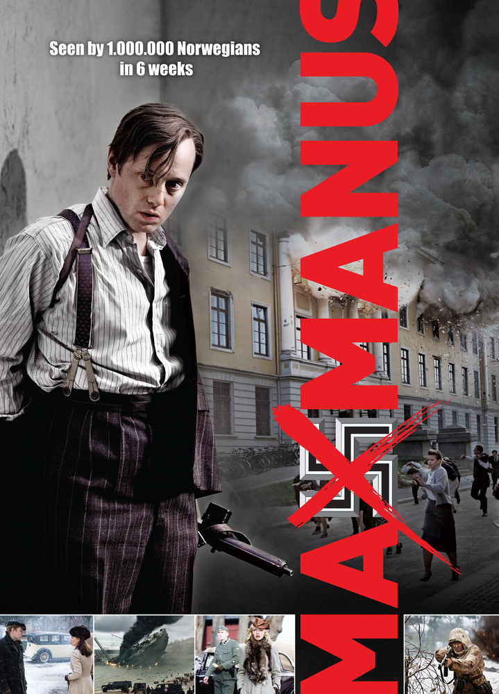 Beste norske filmer: Poster for Max Manus (2008). Aksel Hennie ser mot kamera.