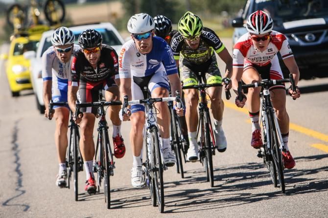 Jonny Clarke (UnitedHealthcare) takes a pull on the front of the break