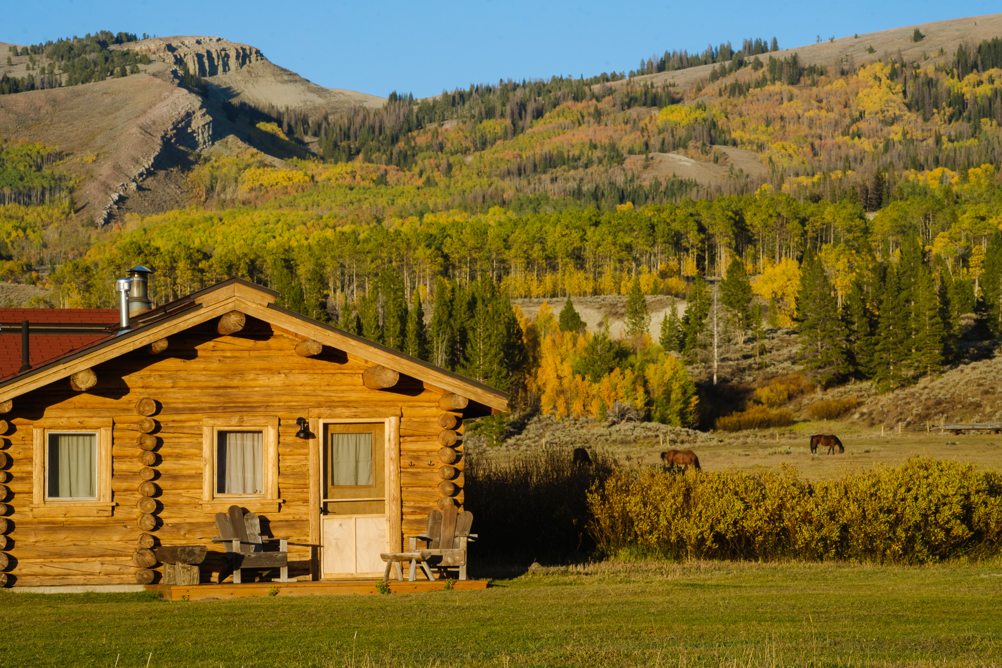 A log cabin at Darwin Ranch in Colorado