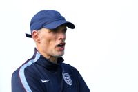 MIAMI, FLORIDA - JULY 10: Thomas Tuchel, Manager of England, looks on during an England training session at the Inter Miami CF Training Facility one day ahead of the FIFA World Cup 2026 Quarter Final match between Norway and England on July 10, 2026 in Miami, Florida. (Photo by Eddie Keogh - The FA/The FA via Getty Images)