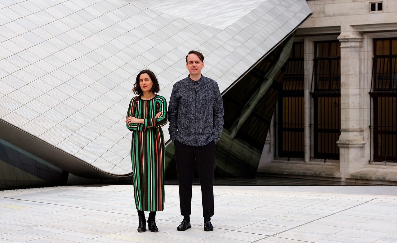 Mariana Pestana and Rory Hyde in the Amanda Levete-designed courtyard of the V&amp;A Museum