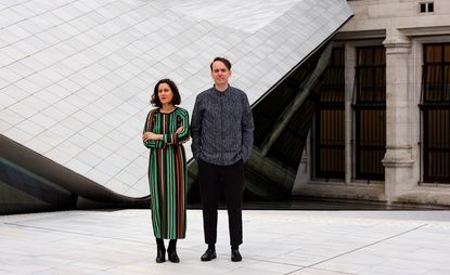 Mariana Pestana and Rory Hyde in the Amanda Levete-designed courtyard of the V&A Museum