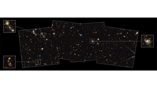 The PEARLS image with select galaxies highlighted in detail images.