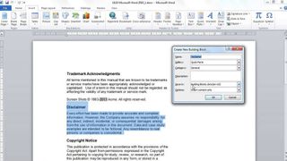 a screenshot of Microsoft Word 2010 with Quick Parts menu