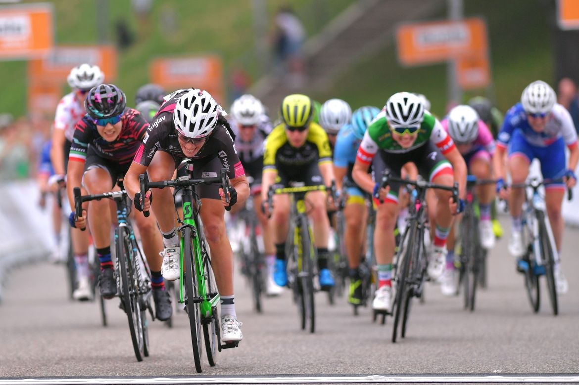 Eugenia Bujak (BTC City Ljubljana) wins the bunch sprint