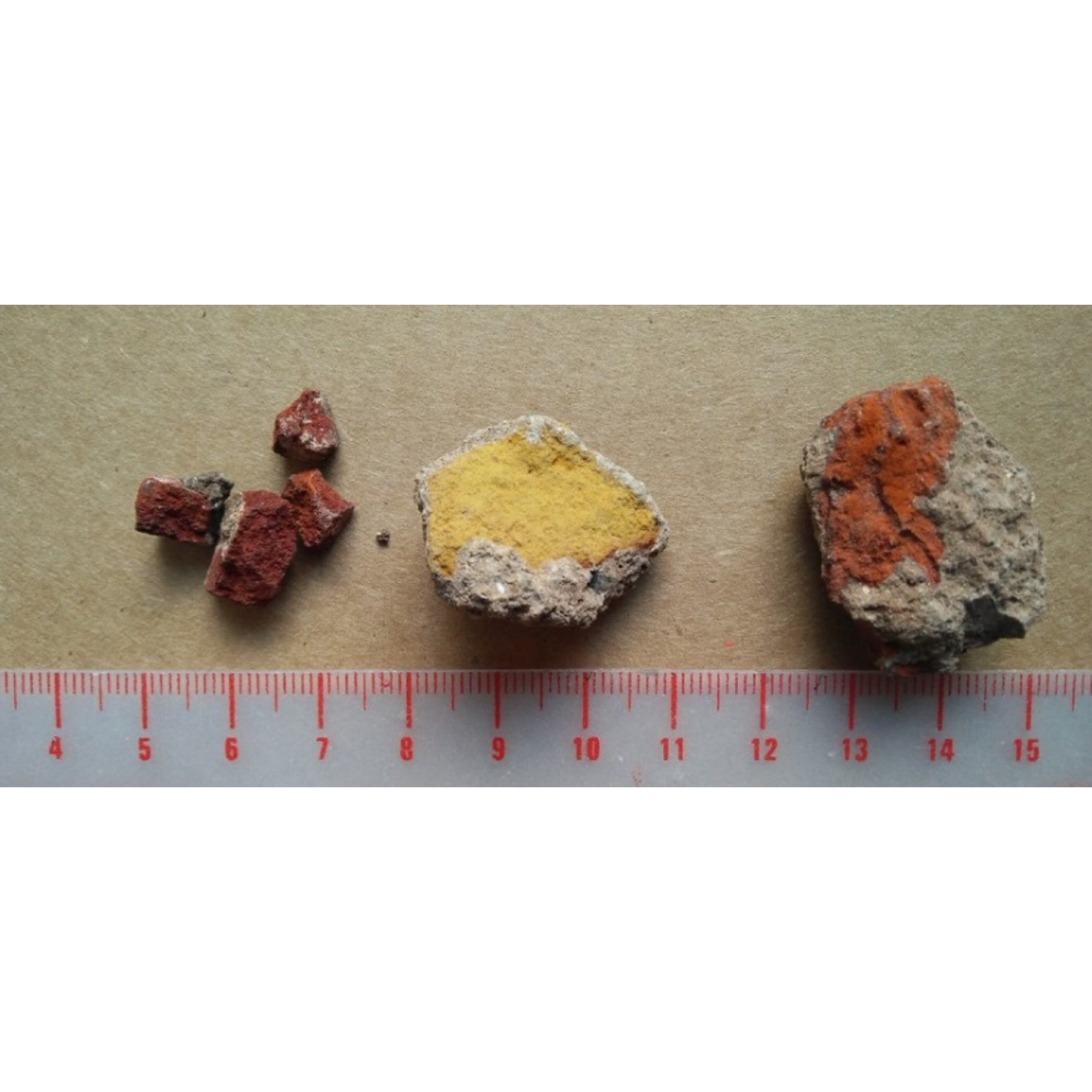 A selection of pieces of ochre pigments from an excavation