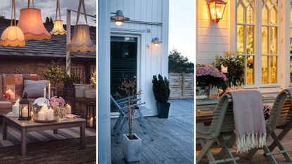 Collage of garden decking lights