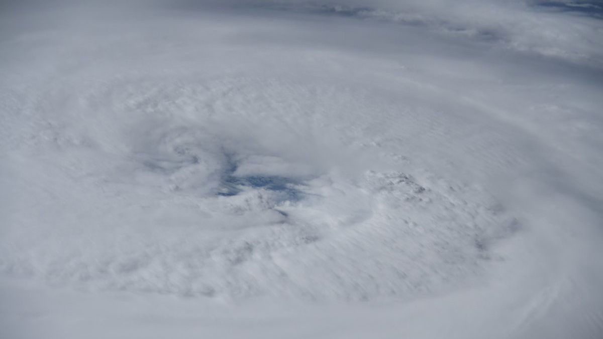 A closer view of Hurricane Larry from the space station as it churned above the Atlantic Ocean, on Sept. 4, 2021.