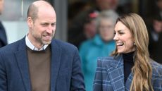 Prince William and Catherine, Princess of Wales share a joke as they depart after a visit to the National Curling Academy on January 20, 2026