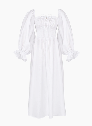 Cancan Linen Maxi Dress in Milk